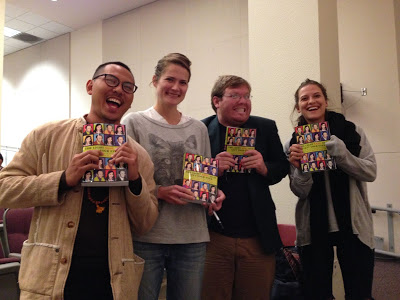 Some students lining up to have their book signed.